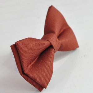 Cinnamon Terracotta Redish Brown Cotton Bow tie Bowtie bretelles élastiques assorties pour hommes / jeunes / garçons enfants / bébé nourrisson tout-petit image 7