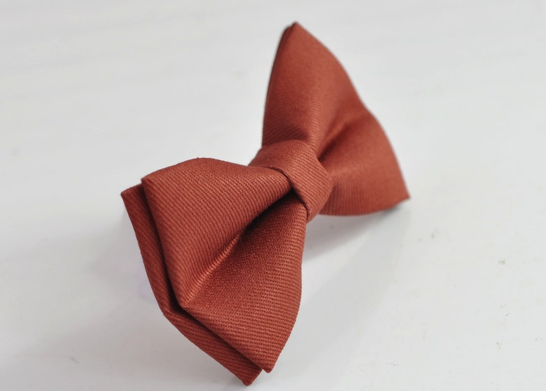 Cinnamon Terracotta Redish Brown Cotton Bow tie Bowtie bretelles élastiques assorties pour hommes / jeunes / garçons enfants / bébé nourrisson tout-petit image 7