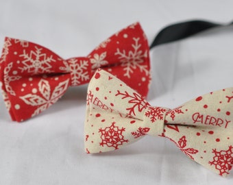 Red / White Snowflake Xmas Christmas Pretied Cotton Bow tie Bowtie for Men Adult / Youth Teenage / Boy Kids / Toddler Baby Infant