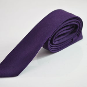 Men Women Unisex Eggplant Purple Dark Violet Purple  Skinny 100% Cotton Necktie Neck Tie for Wedding Party Prom