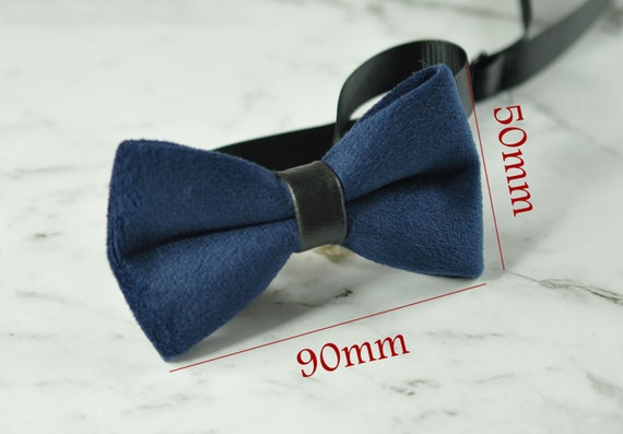 Baby Kids Boy Navy Blue Embossed Velvet Leather Bowtie Bow Tie 1 to 6 Years Old 