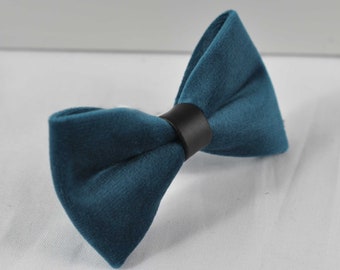 Dark Turquoise Teal Blue Velvet Black Faux Leather Bow tie Bowtie for Men Adult / Youth Teenage / Kids Boy / Baby Infant Toddler
