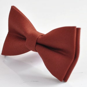 Cinnamon Terracotta Redish Brown Cotton Bow tie Bowtie bretelles élastiques assorties pour hommes / jeunes / garçons enfants / bébé nourrisson tout-petit image 8