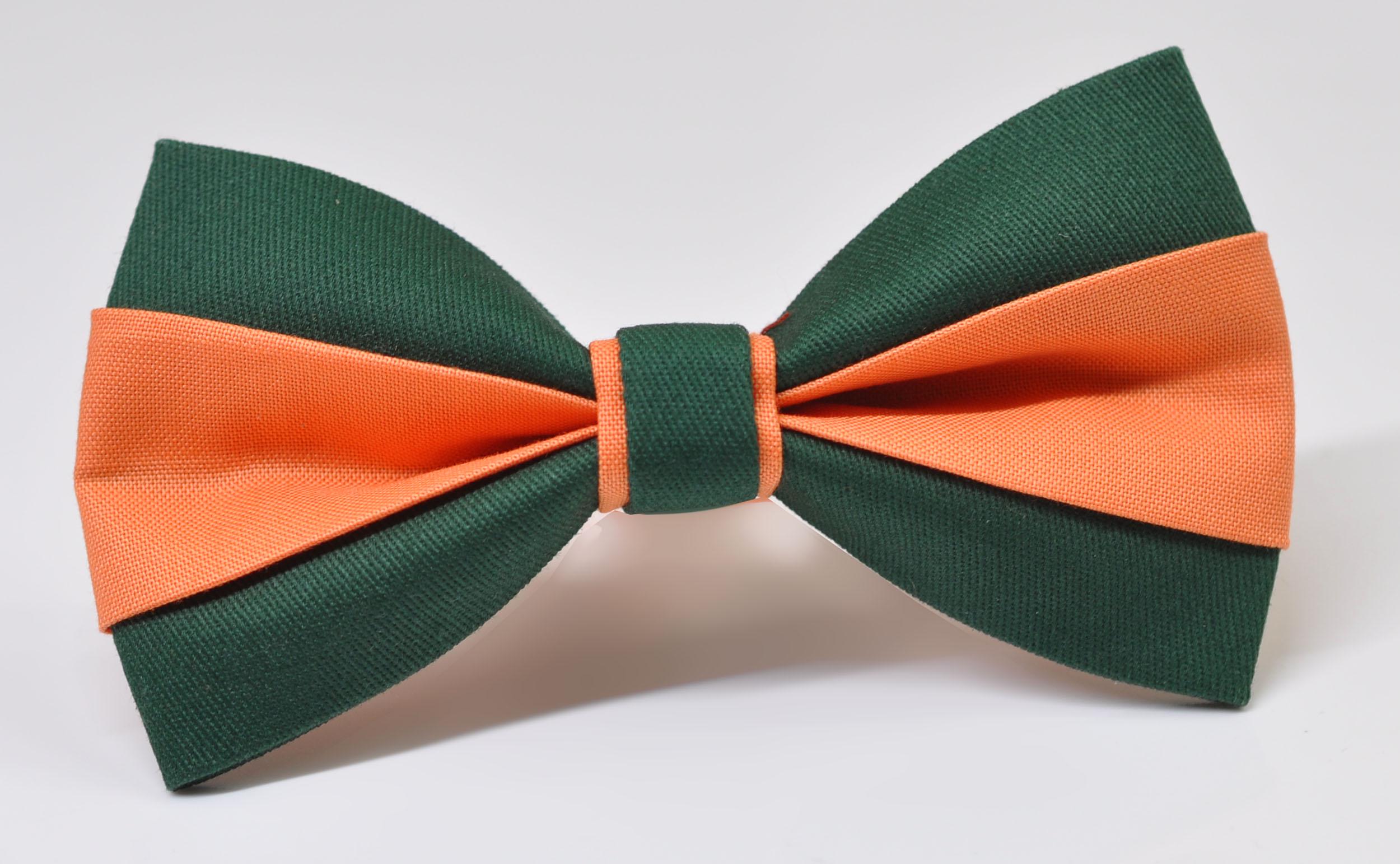 green and orange bow tie