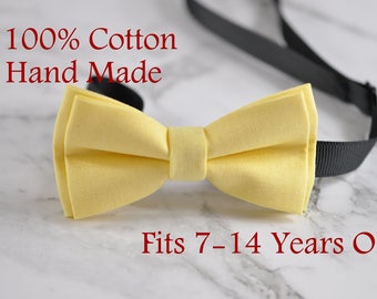 Boy Teenage Kids Cotton Baby Yellow Bow Tie Bowtie Party Wedding 7-14 Years Old