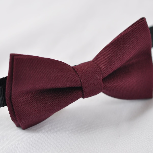 Dark Red Burgundy Wine Red Pretied Cotton Bow tie Bowtie for Men Adult / Youth Teenage / Boy Kids / Toddler Baby Infant