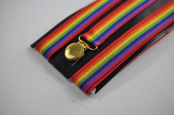 Children's Rainbow Skinny Braces // Kids Pride Flag Elastic Clip