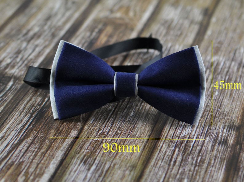 Baby Boy Kids 100/% Cotton Handmade Navy Blue AND Grey 2 Layers Bow Tie Bowtie Party Wedding Fits 1-6 YEARS OLD