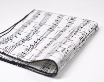 Partitions Notes de musique Coton Blanc noir Mouchoir de poche Mouchoir pour homme/jeunesse/garçon/enfant en bas âge