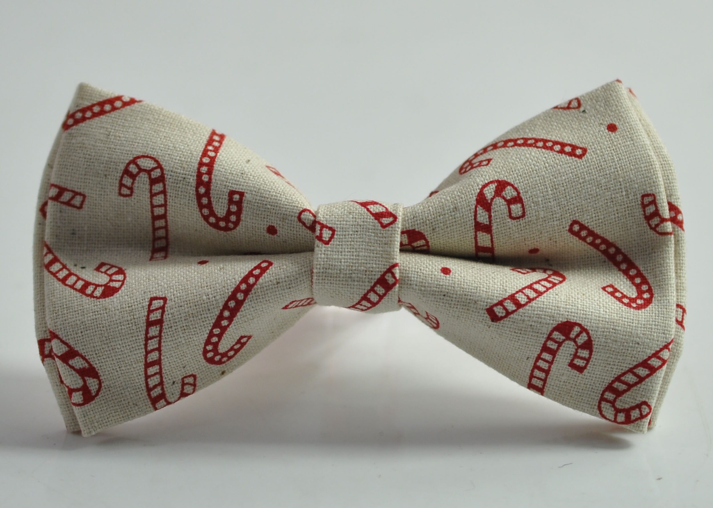 Cream Candy Cane  Canes Sticks Print Xmas Christmas Cotton Bow tie Bowtie for Men Adult / Youth Teenage / Boy Kids / Toddler Baby Infant