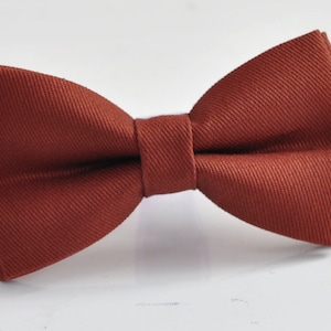 Cinnamon Terracotta Redish Brown Cotton Bow tie Bowtie bretelles élastiques assorties pour hommes / jeunes / garçons enfants / bébé nourrisson tout-petit Bow tie only