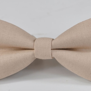 Men Adult 100% Cotton Quality Light Begie Sand Pale Brown Handmade  Pretied Bow Tie Bowtie Wedding