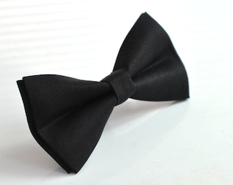 Black Pretied Cotton Bow Tie Bowtie For Men Adult / Youth Teenage / Boy Kids / Infant Toddler Baby