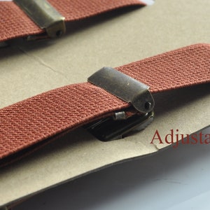 Rust Rusty Redish Brown Cotton Bow tie Bowtie matched Elastic Suspenders Braces for Men / Youth Teenage/ Boys Kids / Baby Infant Toddler image 9