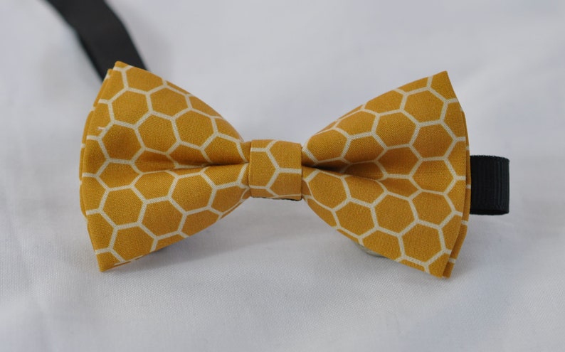 Black Elastic Suspenders Braces for Baby infant Boy Kids Youth Teenage Men Yellow Bees Honeycomb Honey Comb Print Cotton Bow tie