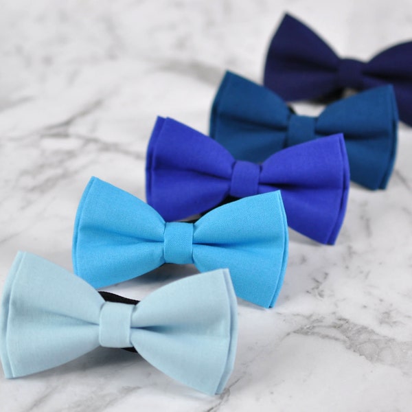 Baby Blue Aqua Blue Navy Petrol Indigo Royal Blue Hand Made 100% Cotton Pretied bow tie,for Men,Toddlers ,Boys,baby Wedding Party