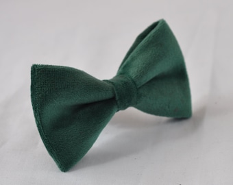 Emerald Green Dark Green Velvet Pre tied Hand made Bow tie Bowtie for Men Adult / Youth Teenage / Boy Kids / Baby Infant Toddler