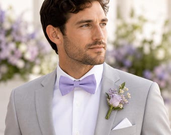 Lavender Bow Tie for Men, Lilac Bow Tie, Wedding Bow Tie, Groom & Groomsmen Bow Tie, Dusty Lavender Bow Tie, Formal Prom Bow Tie