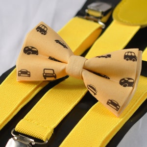 Baby Yellow Light Yellow Cotton Bow tie Bowtie - Yellow Elasitc Suspeners Braces for Youth Teenage / Boy Kids / Baby Infant Toddler