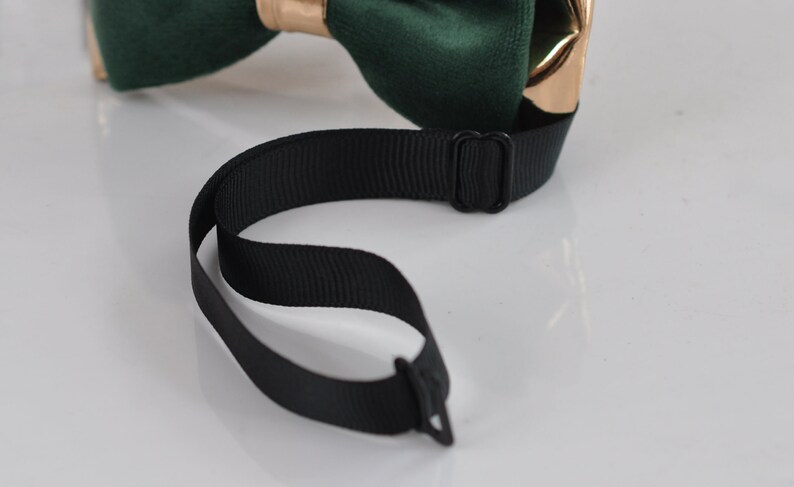 Emerald Green Hunter Velvet Rose Gold Leather Bow Tie - Etsy