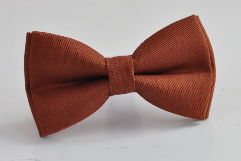 Noeud papillon en coton marron rougeâtre rouille bretelles élastiques assorties pour homme/jeune adolescent/garçon enfant/bébé enfant en bas âge Bow tie only