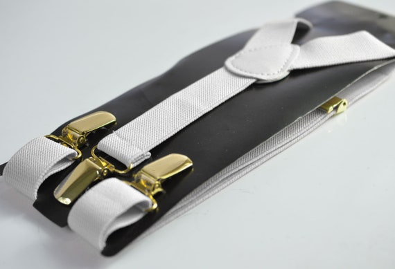 White Elasticated Braces Adult White Elasticated Braces Adult
