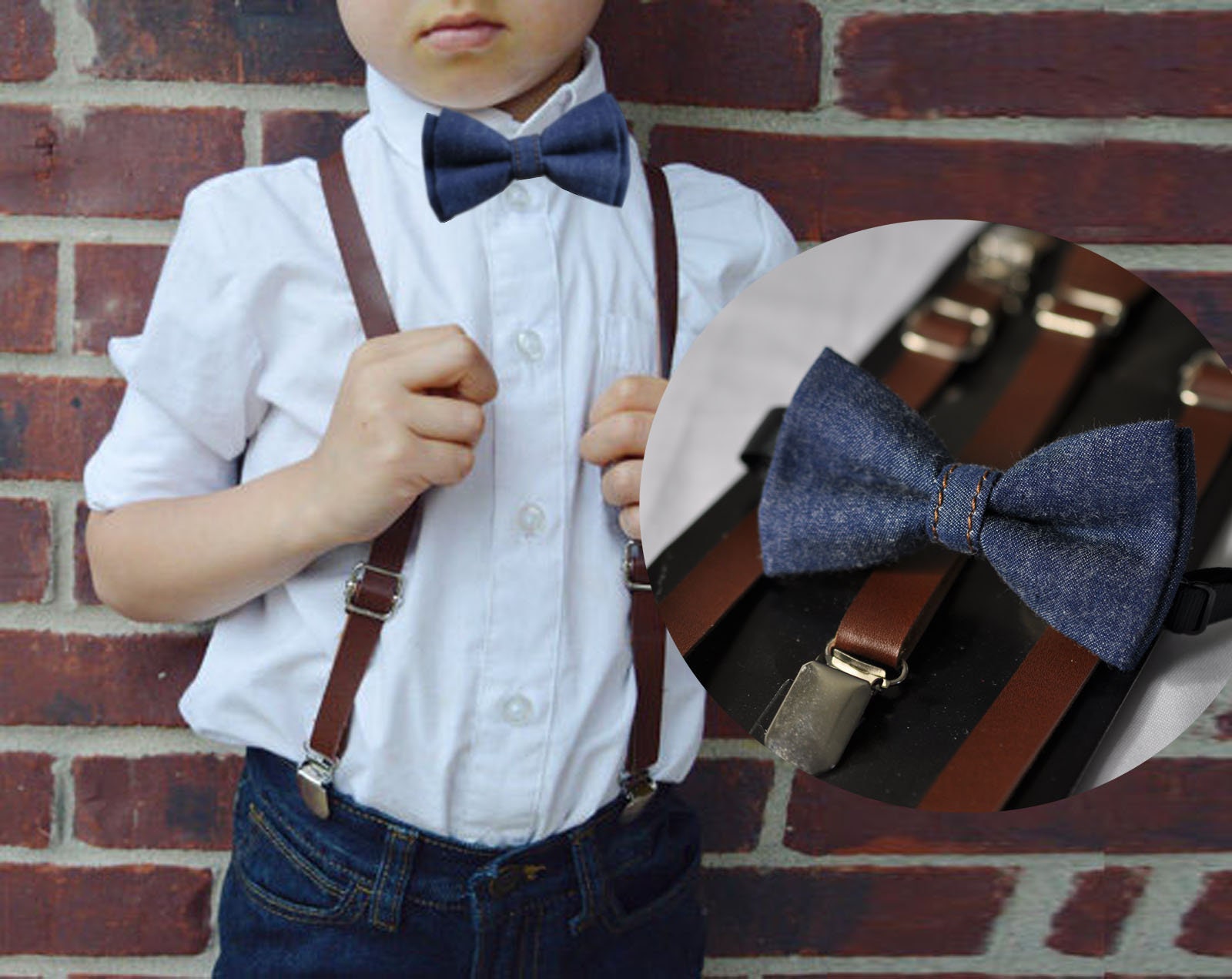 Navy Blue Denim Jeans Bow Tie Deep 