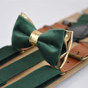 Handmade Men's Tan Brown Cotton Bow Tie, Suspenders & Pocket Square Set – Classic Style, Made In Australia 14 thumbnail image