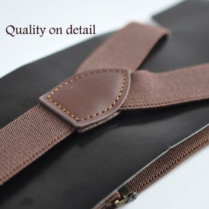 Toffee Tan Brown 25MM Elastic Y-Back Suspenders Braces Bronze Metal Clips for Men Adult / Youth Teenage / Kids Boy /Toddler Baby Infant image 7