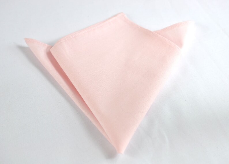 Mens Baby Pink 100/% Cotton Hand Made Pretied Bow tie and Matched Pocket Squares Hanky Handkerchief for Wedding or Party