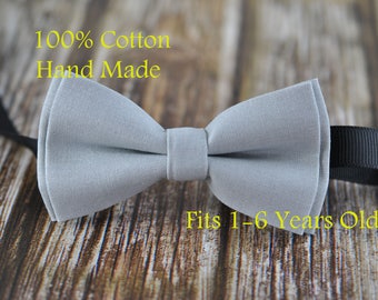 Boy Kids Baby 100% Cotton SILVER GREY Bow Tie Bowtie Party Wedding 1-6 Years Old