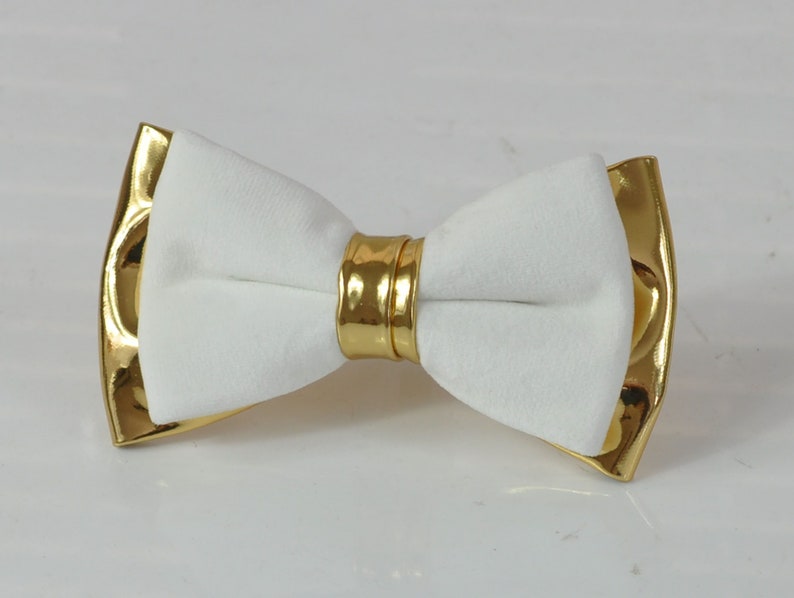 White Velvet /& Gold Faux Leather Bow tie Black Elastic suspenders braces Men Adult Youth Teenage Boy Kids Baby infant toddler