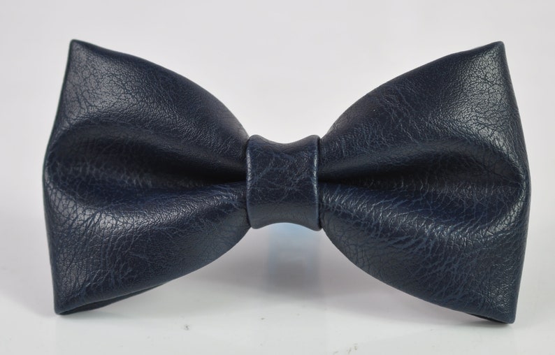 Toffee Brown Navy Black Ginger Wine Red Rust Pre tied Faux Leather Wedding Bow tie Bowtie for Men / Youth / Boys Kids / Baby Infant Toddler Navy Blue