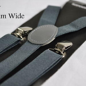 Grey Gray Adjustable Elastic Suspenders Braces for Men Adult / Youth Teenage / Kids Boy /Toddler Baby Infant