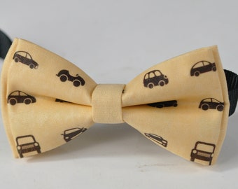 Baby  Yellow Light Yellow Car Cars Pattern Cotton Bow tie Bowtie for Baby infant Toddler / Boy Kids / Youth Teenage