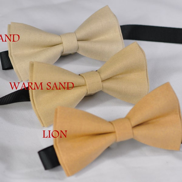 Sand , Warm Sand , Lion 3 Levers Beige Color Hand Made 100% Cotton bow tie,for Men,Toddlers ,Boys,baby Wedding Party