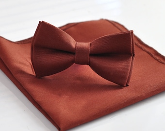 Cannelle Terracotta Rouge Marron COTON Nœud papillon Nœud papillon + poche Carré Hanky Mouchoir Mariage pour Hommes / Jeunes / Garçons Enfants / Bébé Bébé Bébé