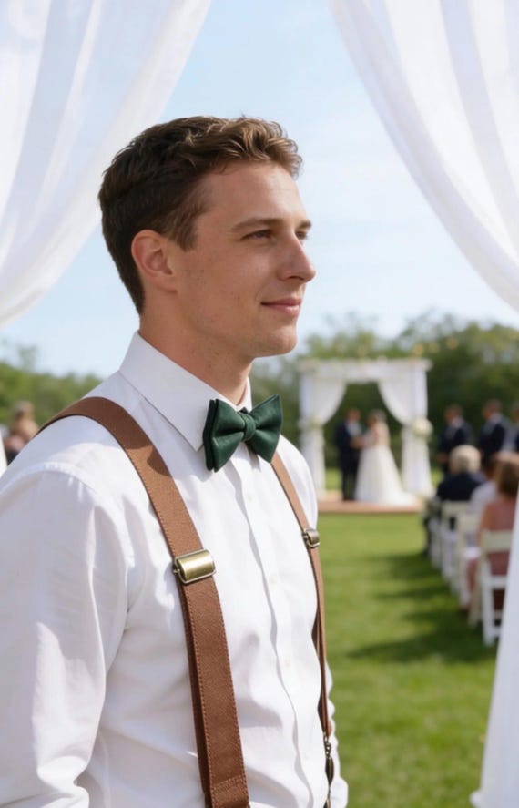 dress shirt with bow tie and suspenders No-iron white dobby bow tie collar tux Shirt