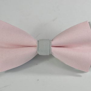Baby Pink + Silver Grey 2 Layers Pretied Cotton Bow tie for Baby infant / Boy Kids / Youth Teenage / Men Adult