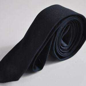 Men Women Unisex Dark Navy Blue Skinny 100% Cotton Necktie Neck Tie for Wedding Party Prom