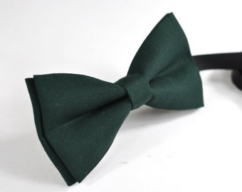 Dark Emerald Green Bottle Green Pretied Cotton Bow tie Bowtie for Men Adult / Youth Teenage / Boy Kids / Toddler Baby Infant