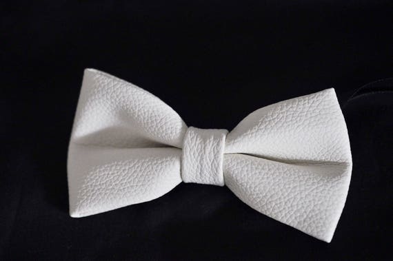 White Textured Leather Bow Tie White Textured Leather Bow Tie