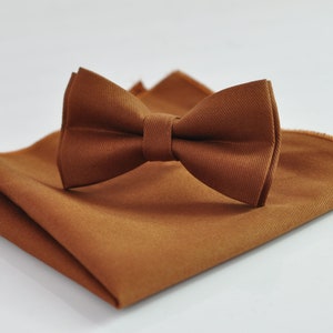 Nœud papillon en coton marron clair Nœud papillon pochette de costume mouchoir de poche mariage pour homme/jeunesse/garçons enfants/bébé nourrisson tout-petit Bowtie +PocketSquare