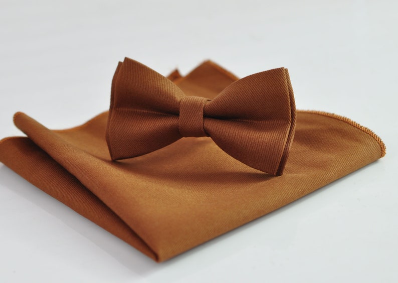 Nœud papillon en coton marron clair Nœud papillon pochette de costume mouchoir de poche mariage pour homme/jeunesse/garçons enfants/bébé nourrisson tout-petit Bowtie +PocketSquare