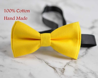 Boy Kids Baby Page Boy 100% Cotton Bright Yellow Bow Tie Bowtie Party Wedding 1-6 Years Old