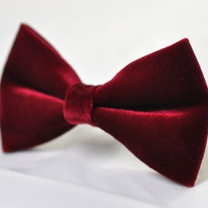 Burgundy Red Wine Red Dark Red Double Velvet  Pre tied Bow tie Bowtie for Men Adult / Youth Teenage / Boy Kids / Baby Infant Toddler