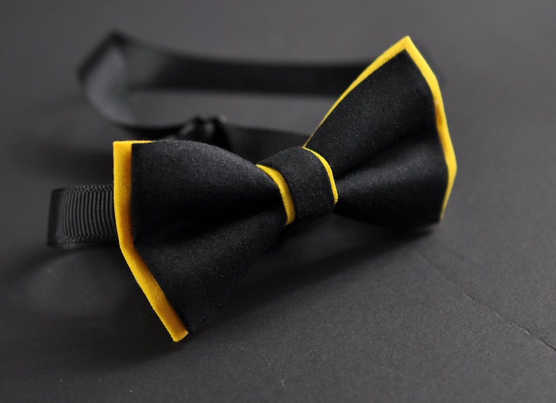 100/% Cotton Yellow Black Pretied 2 Layers Bow Tie Bowtie For Men  Youth Teenage  Kids Boy  Baby Infant Children Wedding Party