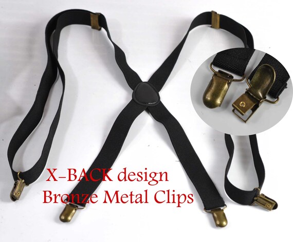 Y Back 3 Clips & X Back 4 Clips Braces Unisex Suspenders 25mm Adjustable Elastic Y Back 3 Clips & X Back 4 Clips Braces Unisex Suspenders 25mm Adjustable Elastic