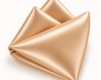 Champagne Satin Pocket Square for Men, Wedding Handkerchief, Groom Groomsmen Suit Accessories, Elegant Formal Prom Pocket Square