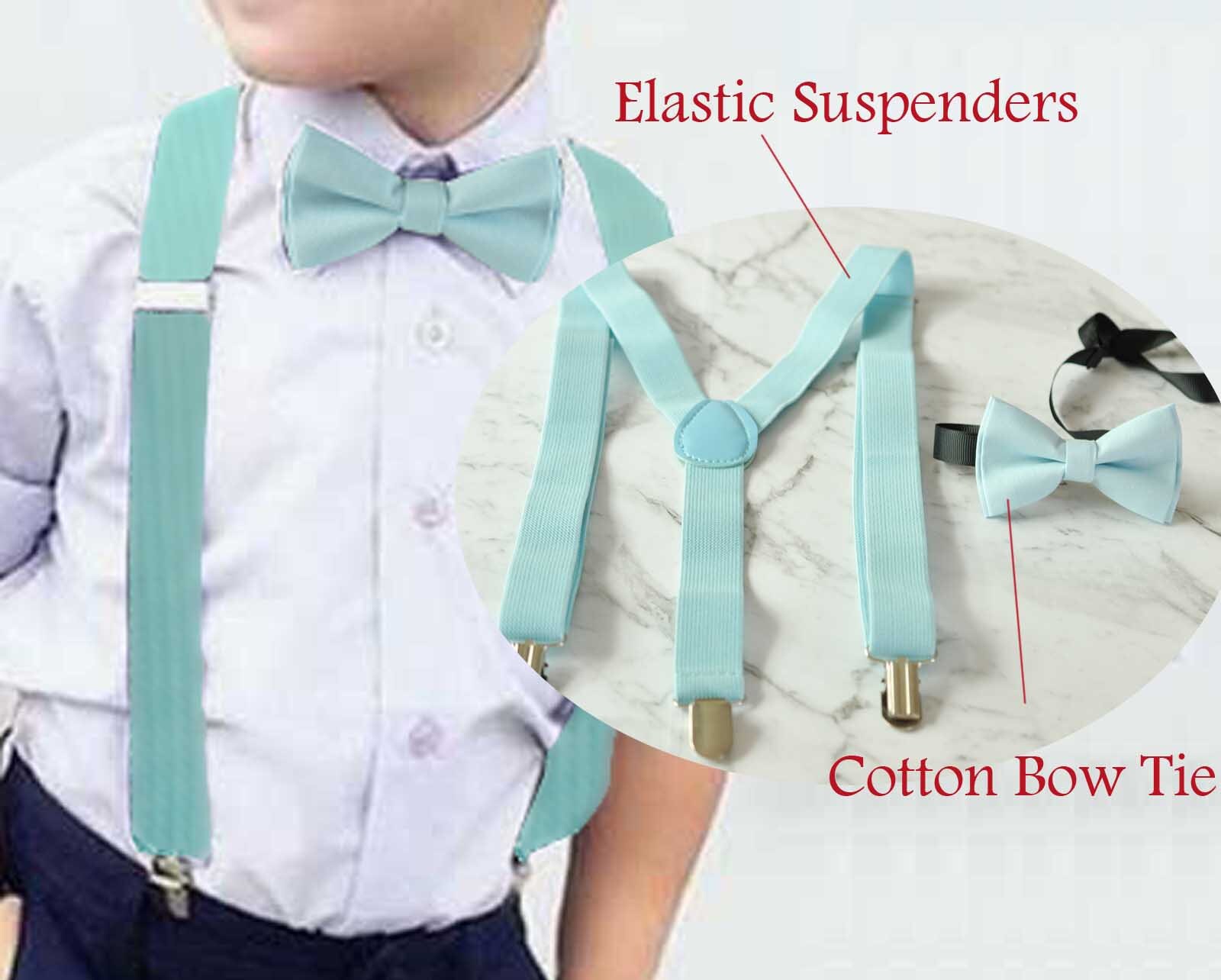 Burgundy Red Boy Kids Infant Tan Elastic Leather Braces Suspenders Navy Blue